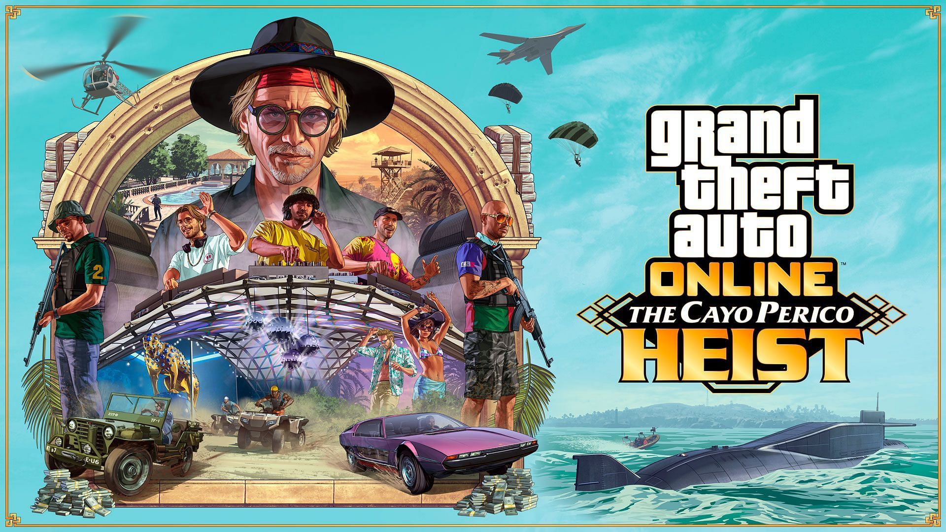 Best ways to make a lot of money in GTA 5 Online: The Cayo Perico Heist artwork (Image via Rockstar Games)